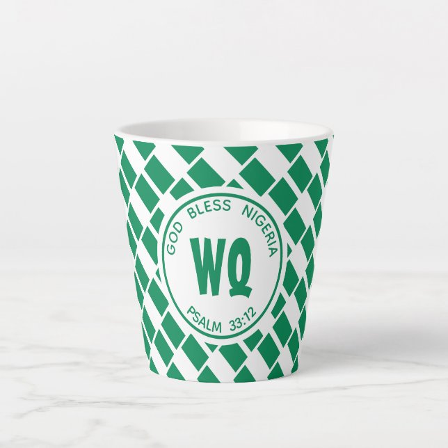 Tasse Latte DRAPEAU NIGÉRIA | Naija | Patriotique personnalisa (Devant)