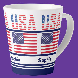 Tasse Latte Drapeau patriotique américain personnalisé