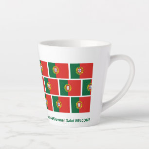 Tasse Latte Drapeau Portugal personnalisé bienvenue
