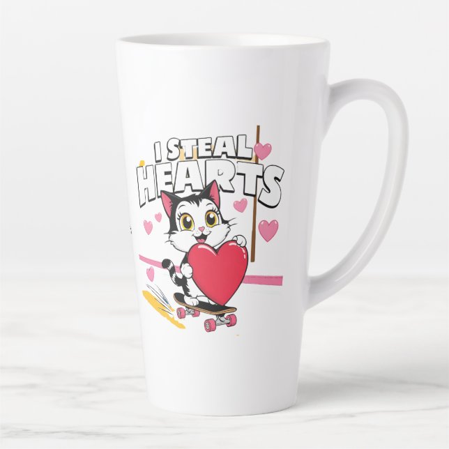 Tasse Latte Drôle "Be My Valentine" pour elle - Cadeau mignon (Droite)