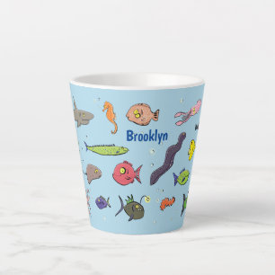 Tasse Latte Drôle des créatures marines dessin motif
