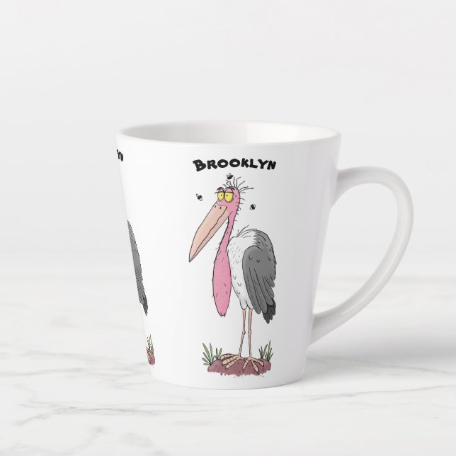 Tasse Latte Drôle dessin animé de cigogne en marabou (Droite)