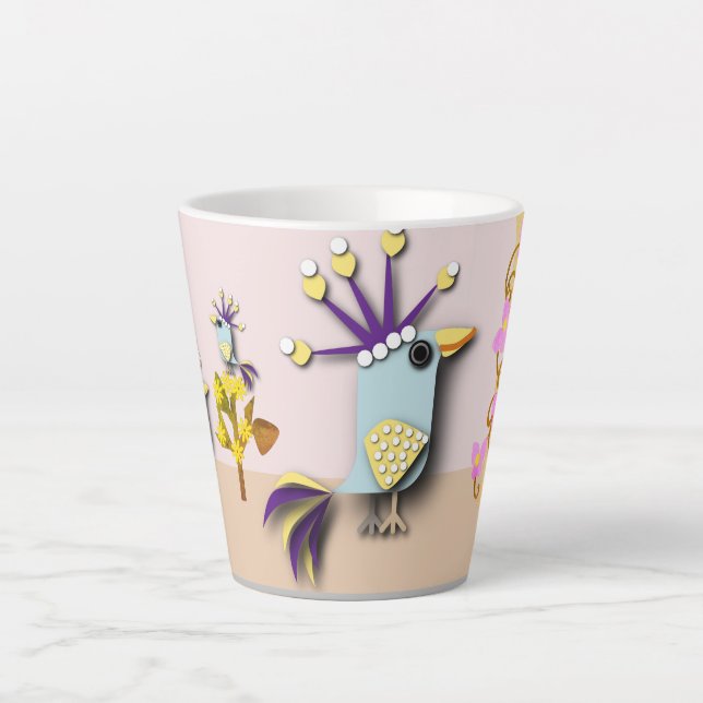 Tasse Latte Drôle oiseau imaginaire (Devant)