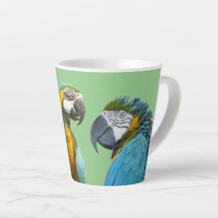 Tasse Latte Drôle Parler Les Perroquets Poussière. BG Green La