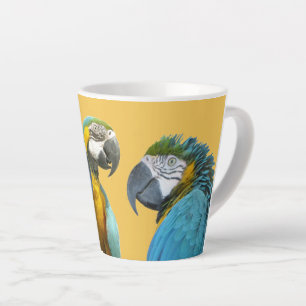 Tasse Latte Drôle Parler Les Perroquets Poussière. BG Latte Mu