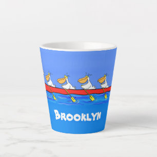 Tasse Latte Drôle pélicans rameurs dessin animé