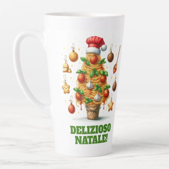 Tasse Latte Drôle Spaghetti Arbre de Noël Delizioso Natale! (Gauche)