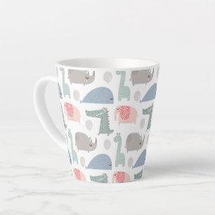 Tasse Latte Drôle Visage mignon Doodle Motif animal
