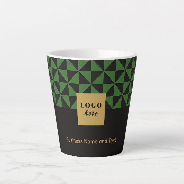 Tasse Latte Duo artisanal noir et vert - Logo professionnel La (Devant)