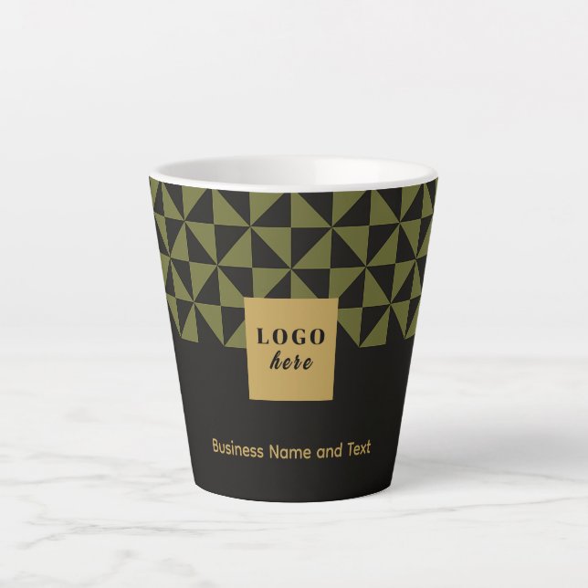 Tasse Latte Duo artisanat noir et mousse d'olive - Logo d'entr (Devant)