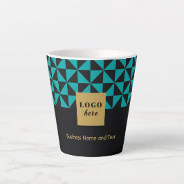 Tasse Latte Duo artisanat noir et turquoise - Logo d'affaires