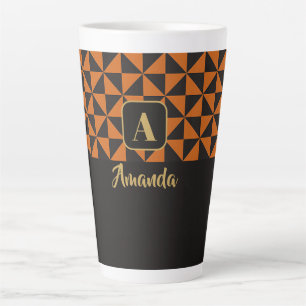 Tasse Latte Duo Geo Black & Burange Orange Custom Names