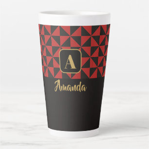 Tasse Latte Duo Geo Black & Crimson Red Custom Names