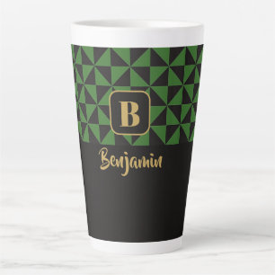 Tasse Latte Duo Geo Black & Forest Green Custom Names