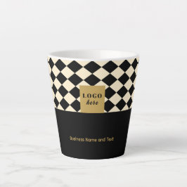 Tasse Latte Duo noir et ivoire artisanat - Logo d'affaires