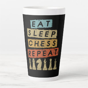 Tasse Latte Échecs - Manger Dormir Échecs Répéter