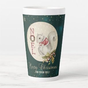 Tasse Latte Écureuil de Noël Vintage, Snowflakes