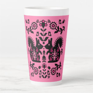 Tasse Latte Écureuil Nordic Scandinave Folk Art