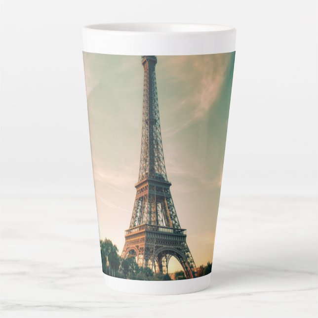 Tasse Latte Eiffel tour lancer oreiller (Devant)