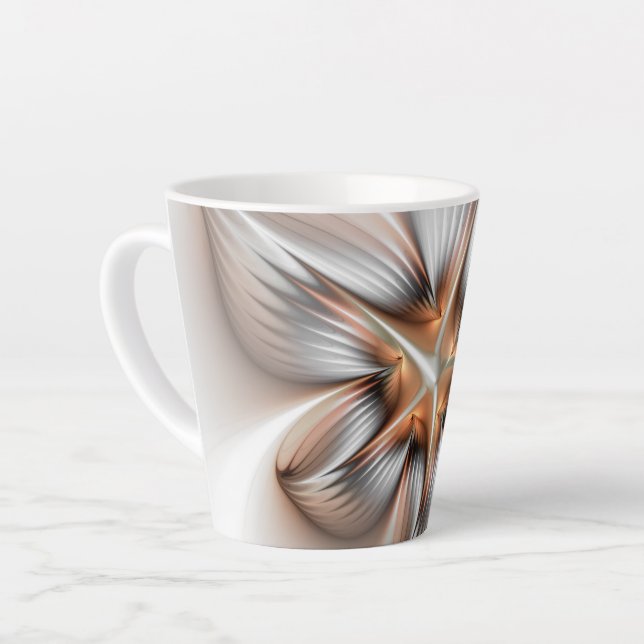 Tasse Latte Élégance florale Art Abstrait fractal moderne (Angle gauche)