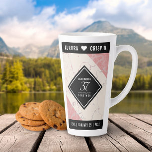 Tasse Latte Élégant 37e anniversaire du Mariage Alabaster