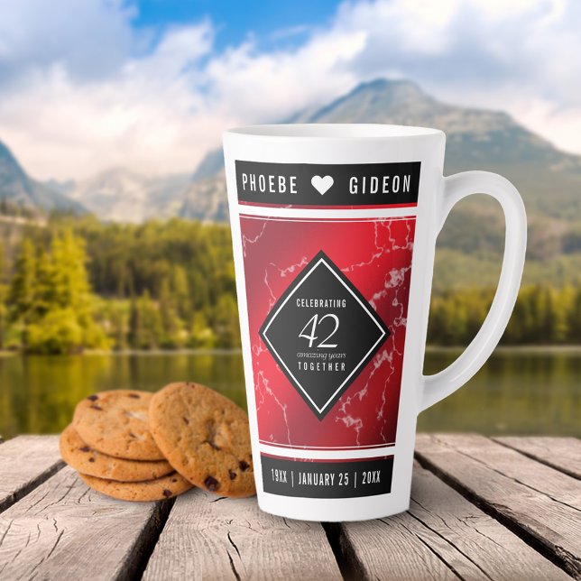 Tasse Latte Élégant 42e anniversaire du Mariage Jasper (42nd Jasper Wedding Anniversary Latte Mug Cover Photo.)
