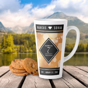 Tasse Latte Élégant 7ème anniversaire de Mariage de cuivre