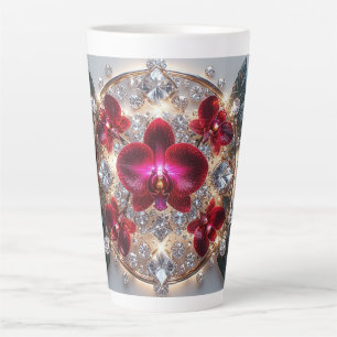 Tasse Latte Élégant arrangement d'orchidées rouges