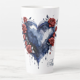 Tasse Latte Élégant arrangement rose avec feuillage doré