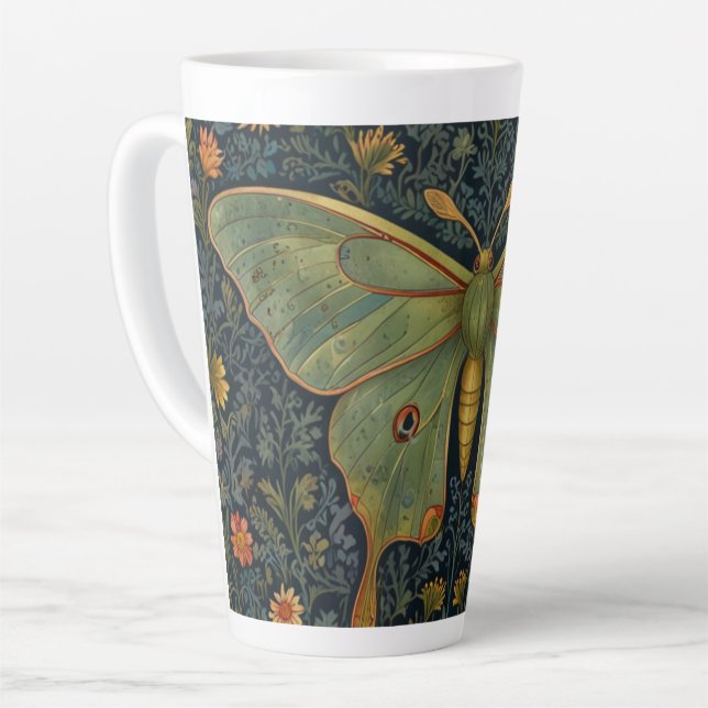 Tasse Latte Élégant boho rétro Luna moth botanique (Angle gauche)
