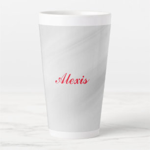 Tasse Latte Élégant moderne élégant Gris Nom rouge