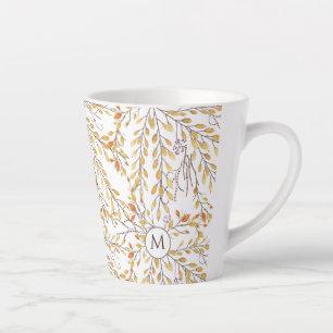 Tasse Latte Élégant Motif de feuillage d'automne personnalis