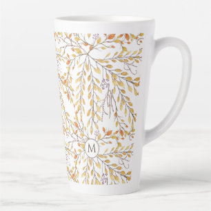 Tasse Latte Élégant Motif de feuillage d'automne personnalisé
