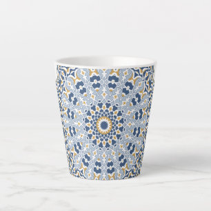 Tasse Latte Élégant Motif oriental perse bleu arabesque