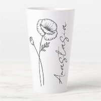 Élégant nom de script Poppy August Birth Flower