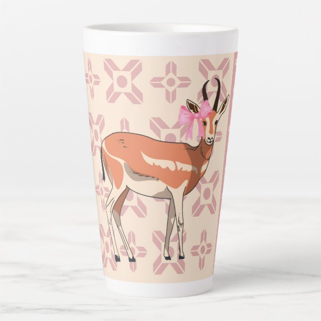 Tasse Latte Elegant Pink Doe-patterned Christmas  (Devant)