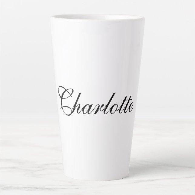 Tasse Latte Élégant Professionnel Ajouter un nom Noir clair Bl (Devant)