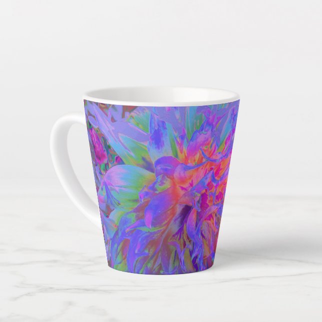 Tasse Latte Élégant Psychédélique Décoratif Dahlia Flower (Angle gauche)