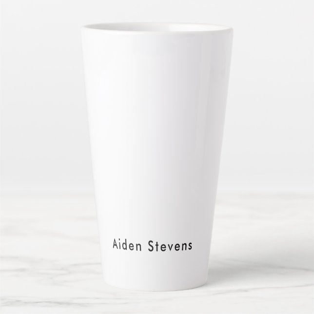 Tasse Latte Élégant Simple Noir & Blanc Minimaliste (Devant)