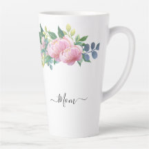 Élégant vert botanique moderne Fleur rose