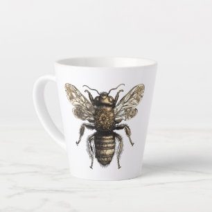 Tasse Latte Elégante abeille à fleurs dorées