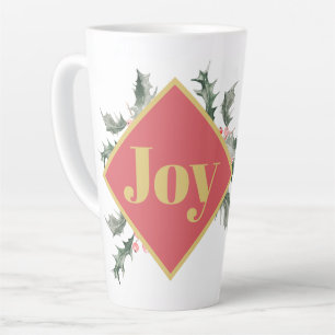 Tasse Latte Elégante aquarelle Botanique Noël