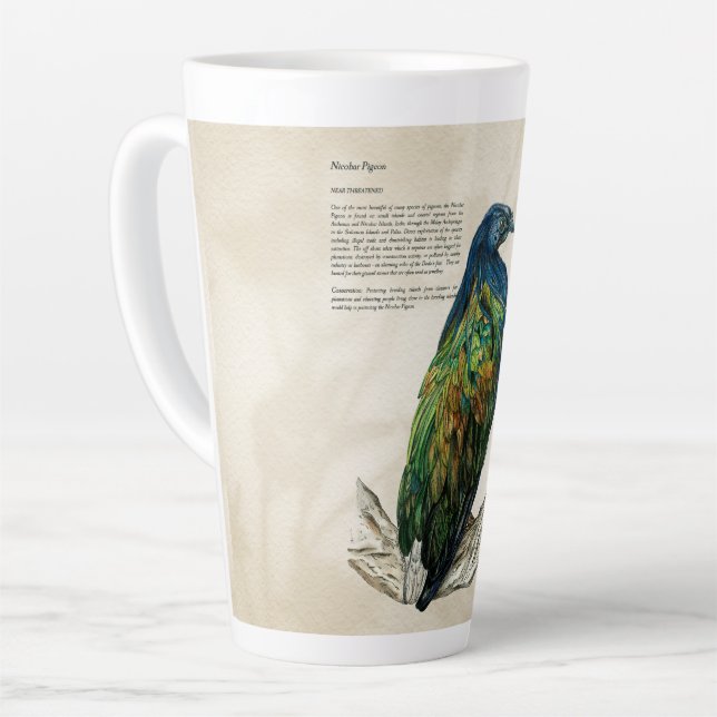 Tasse Latte Elégante aquarelle en voie de disparition Nicobar  (Angle gauche)