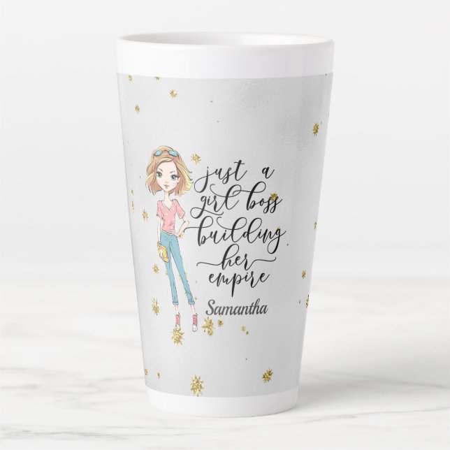 Tasse Latte Élégante et mignonne dame | Boss fille | Gris (Devant)