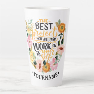 Tasse Latte Élégante Inspiration Florale Motivation Citation S