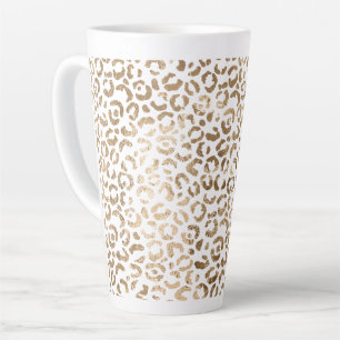 Tasse Latte Empreinte de léopard d'or blanc