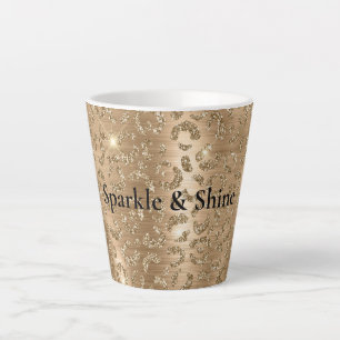 Tasse Latte Empreinte de léopard Gold Glam Parties scintillant