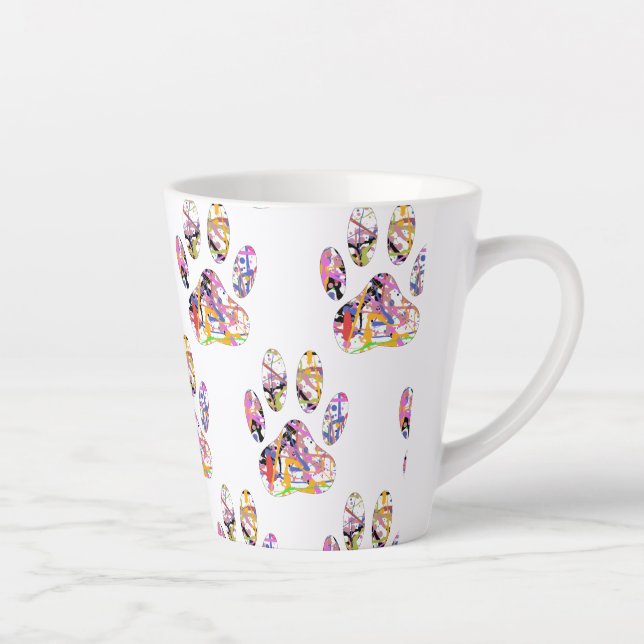 Tasse Latte Empreinte de patte de chien de peinture (Droite)