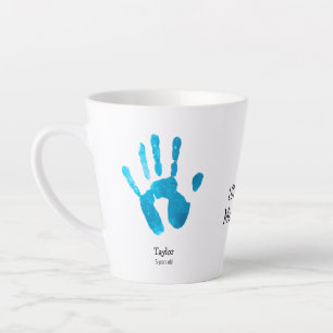 Tasse Latte Empreintes de deux mains personnalisées On t'aime,