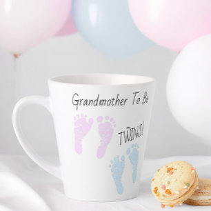Tasse Latte Empreintes Grand-Mère À Jumeaux Faire-part